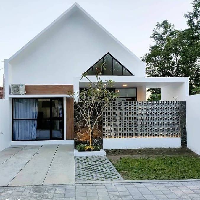 Fasad rumah 1 lantai konsep mezzanine