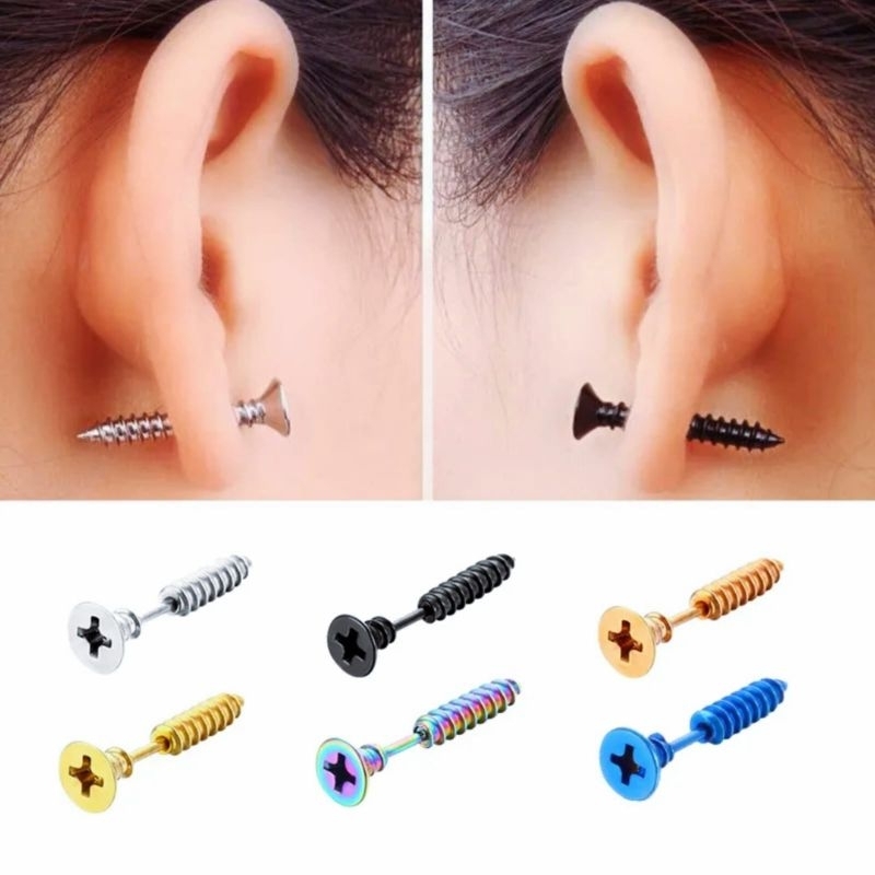 ANTING TELINGA SEKRUP TITANIUM / TINDIK TELINGA PIERCING TITANIUM / ANTING TELINGA TITANIUM / TINDIK