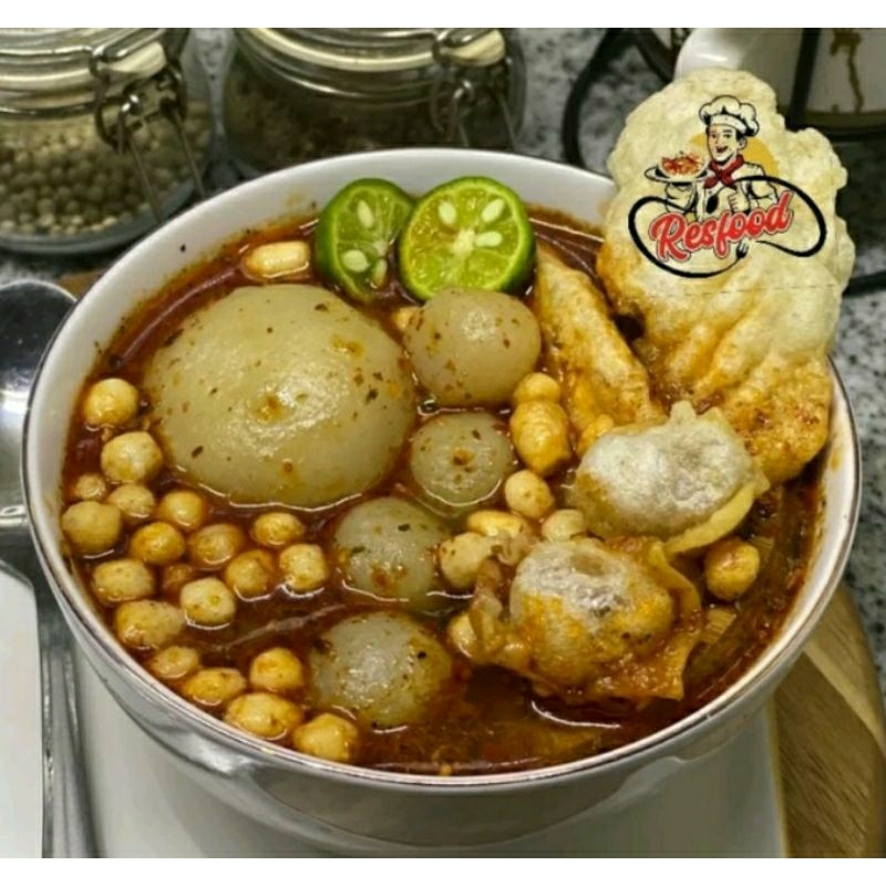 bakso aci jumbo isi ayam suwir kemasan vakum