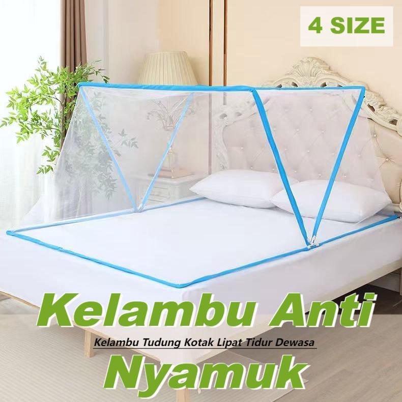 Kelambu Tudung Kotak Lipat Tidur Dewasa/kelambu kotak lipat/Kelambu Anti Nyamuk 4 SIZE/Kelambu tenda