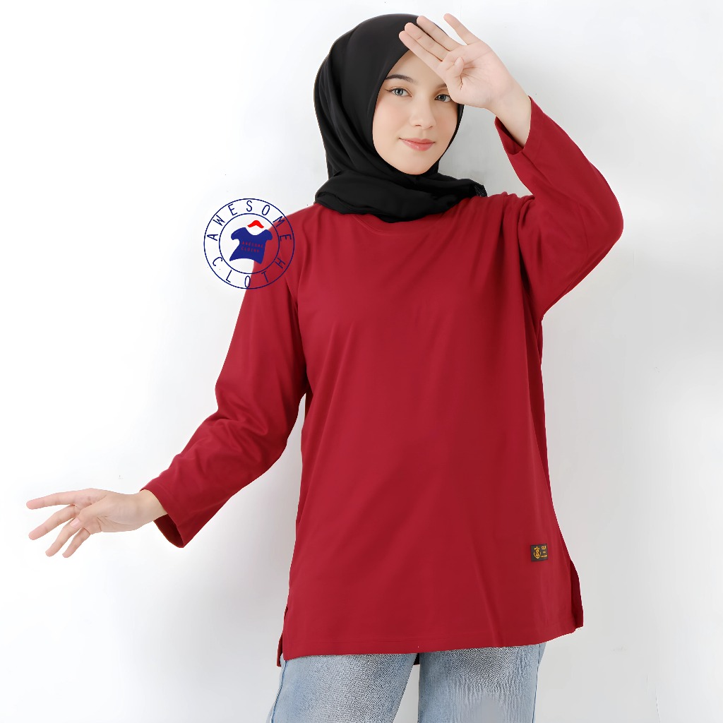 basic kaos polos panjang wanita kaos cewek lengan panjang kaos lengan panjang wanita premium tebal