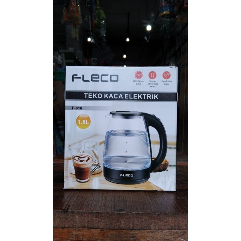 Fleco F-818 Teko Listrik Kaca - Pemanas Air Praktis