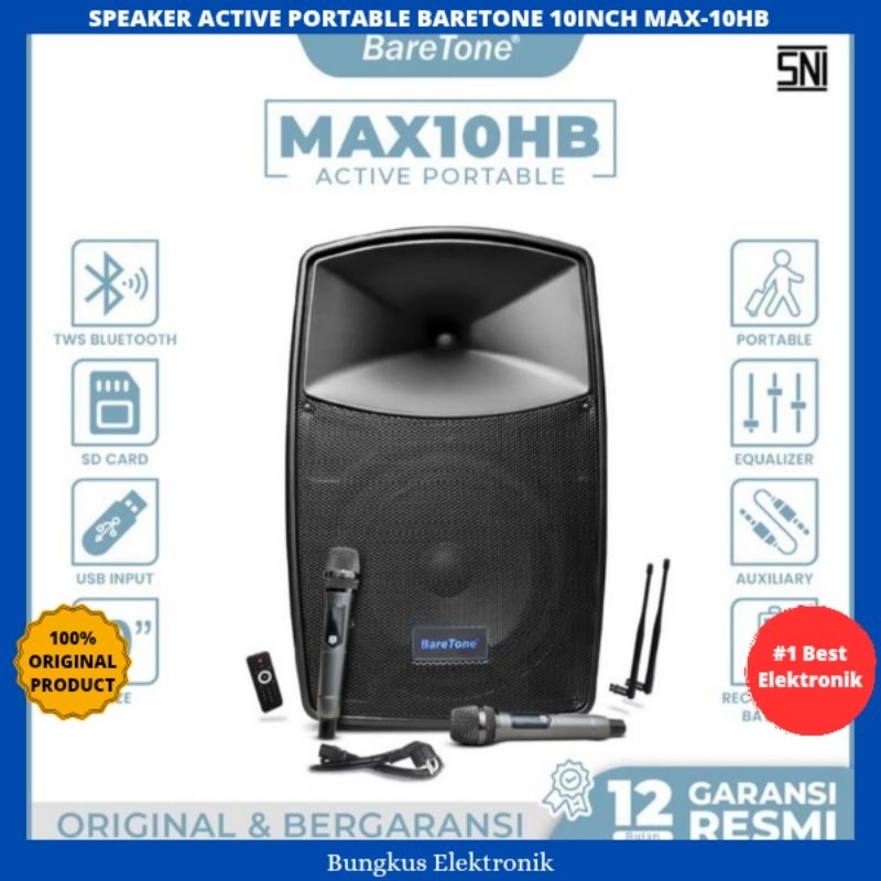 SPEAKER ACTIVE PORTABLE BARETONE 10INCH MAX-10HB SPEAKER BARETONE 10INCH