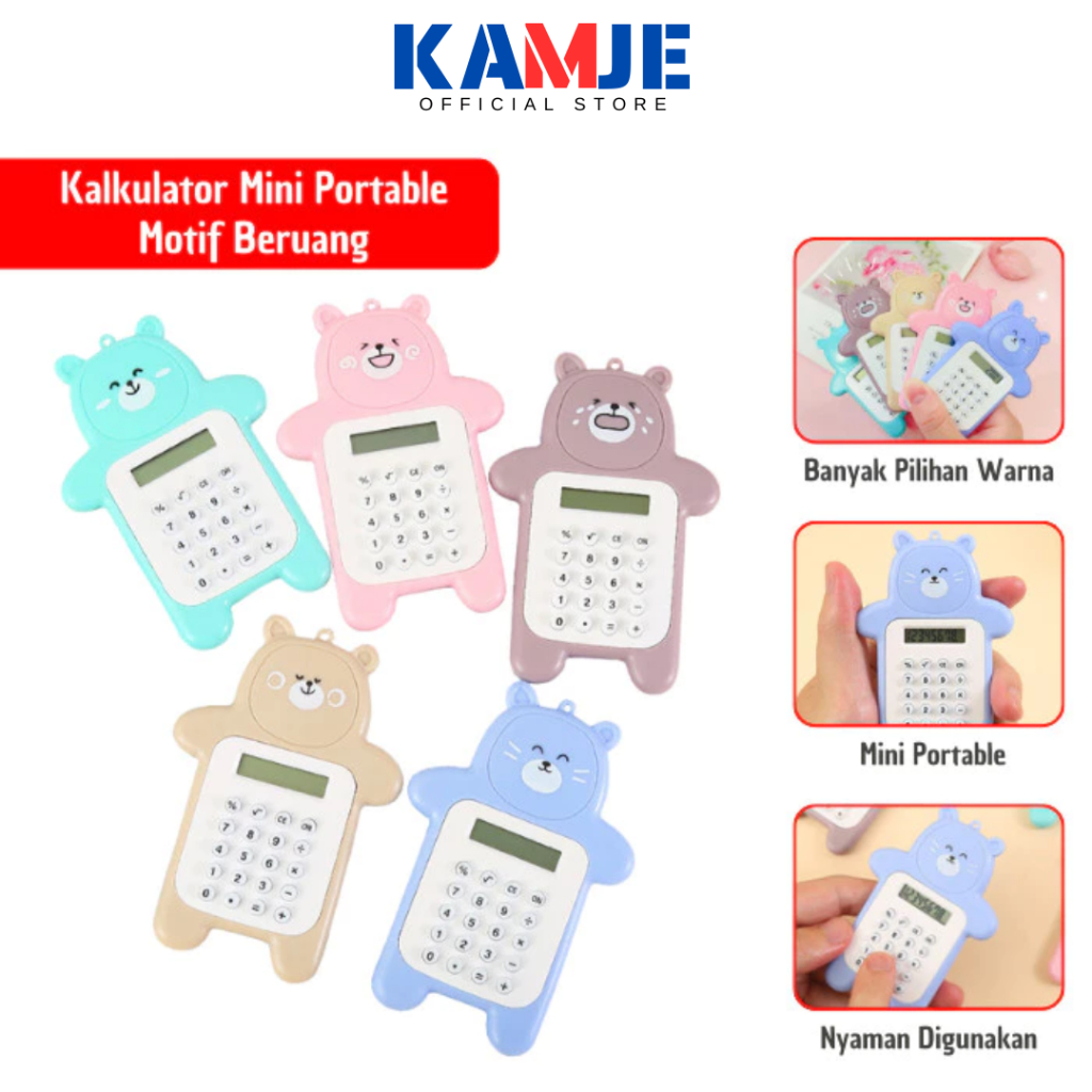 

KAMJE Kalkulator Mini Lucu Aesthetic Calculator 8 Digit Tombol Karet Warna Warni KMJ102