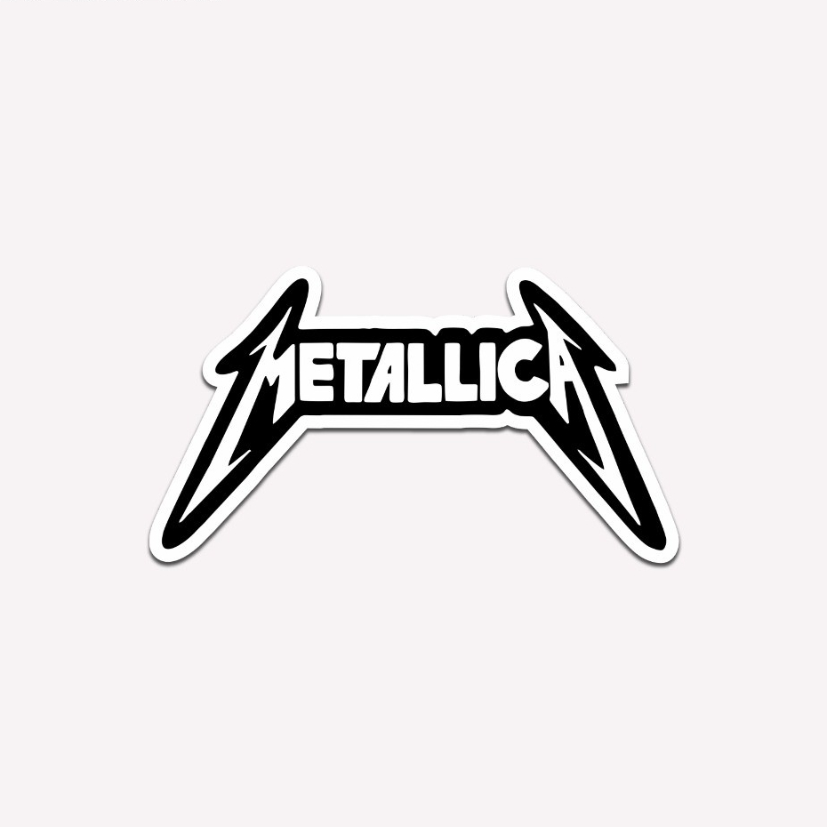 

Stiker Metal Black And White Metallica Satuan Waterproof Sticker Print Cut Helm Notebook