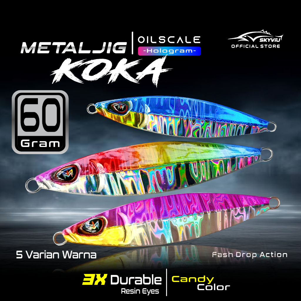 Metal Jig 60 Gram SKYVIU KOKA Hologram Minyak 60g Umpan Mancing Metaljig 60 gr Fishing Lures Umpan J
