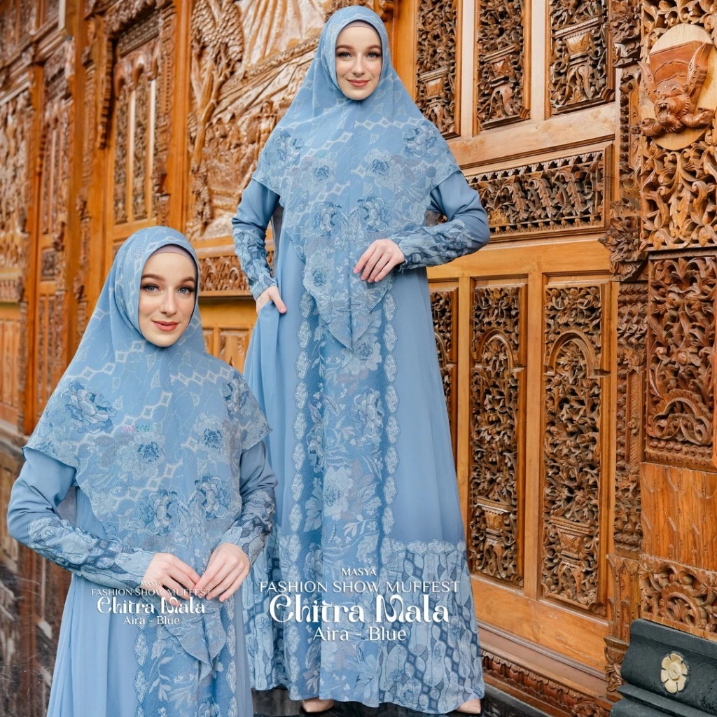 AIRA Set Gamis Dress Ceruty Babydoll Printing Premium Syari Branded Mewah Masya Syari Original Terba