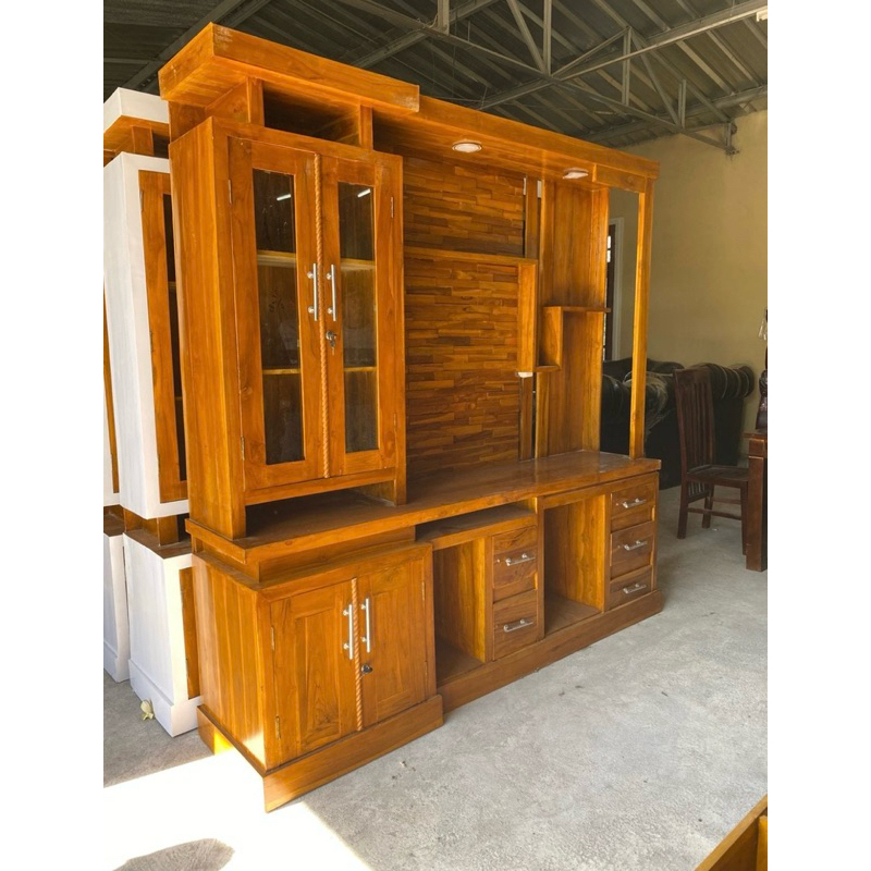 Partisi Bufet tv kayu jati asli