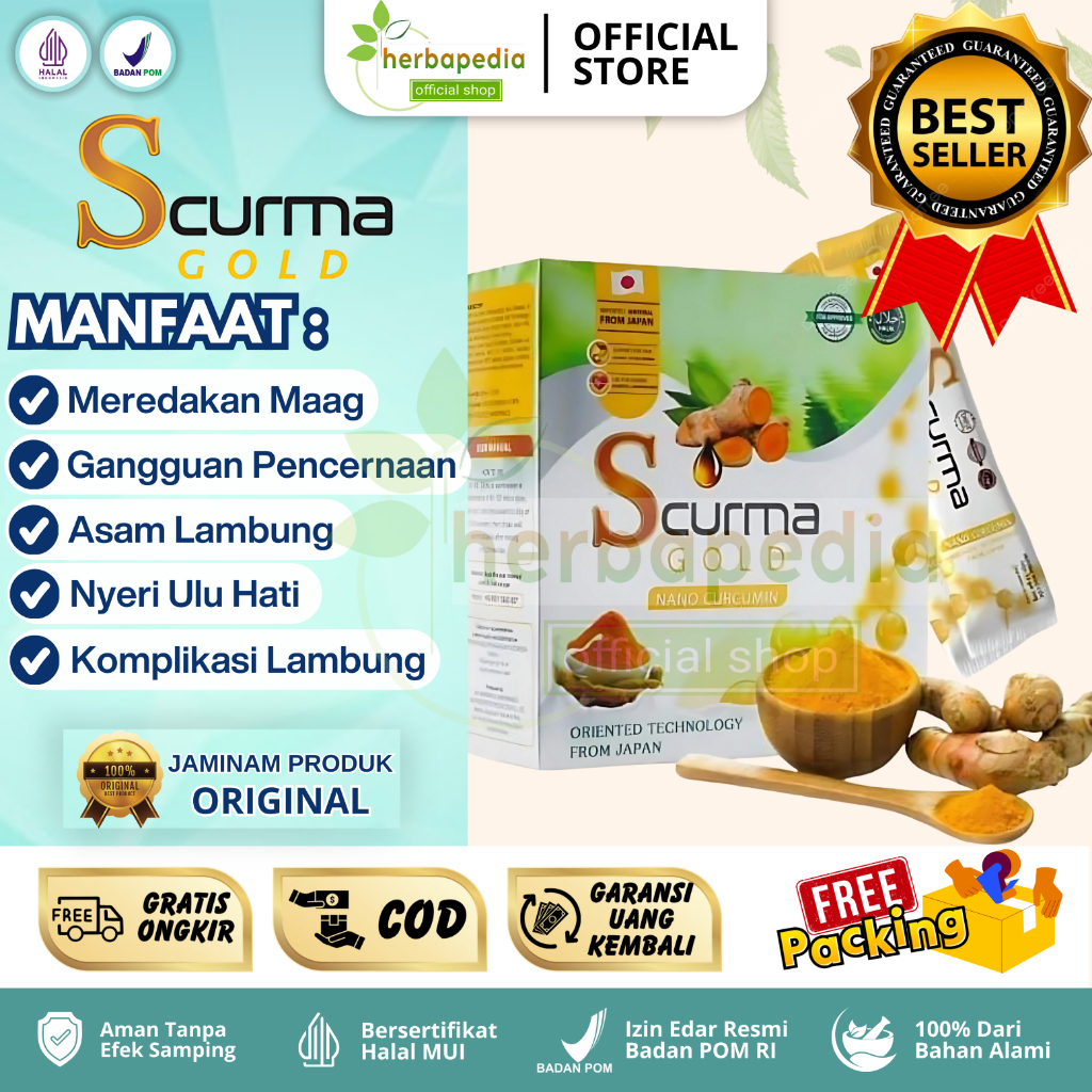 

Scurma Gold Nano Curcumin Susu Kunyit Untuk Lambung Maag Gerd Original BPOM