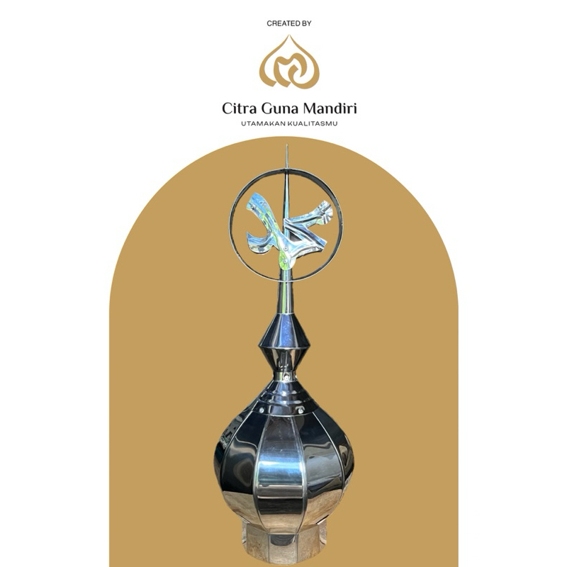KUBAH MASJID KECIL LAFADZ MUHAMMAD STAINLESS STEEL DM 20 CM