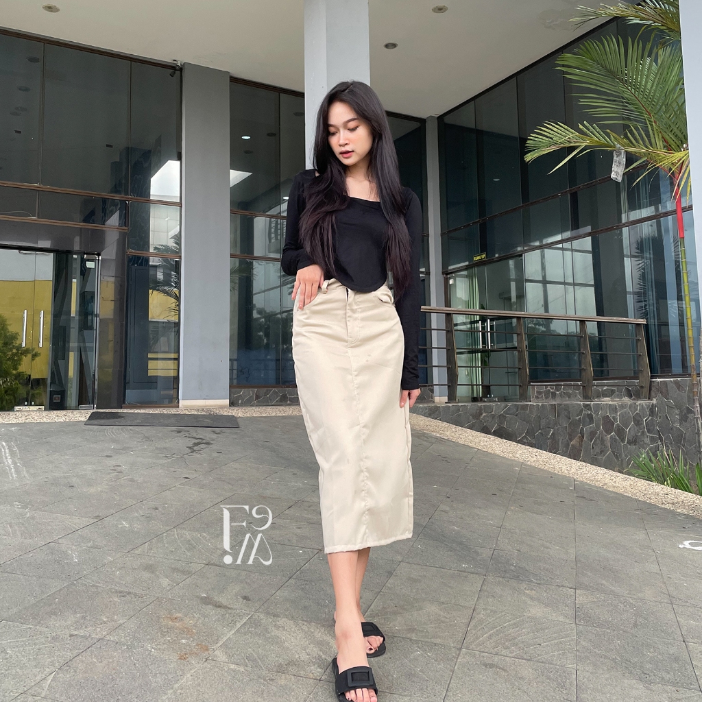Korean Midi Skirt | rok midi wanita Korean Style
