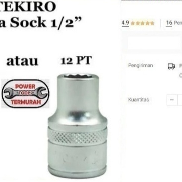 

Mata Kunci Sock TEKIRO 1/2" 22mm 6PT 12PT Hand Socket Shock Sok 22 mm