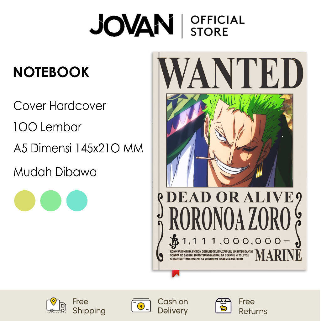 

Notebook Hardcover Custom One Piece Bounty Zoro Buku Tulis Catatan Note Agenda Planner Jurnal Diary Notebook Anime