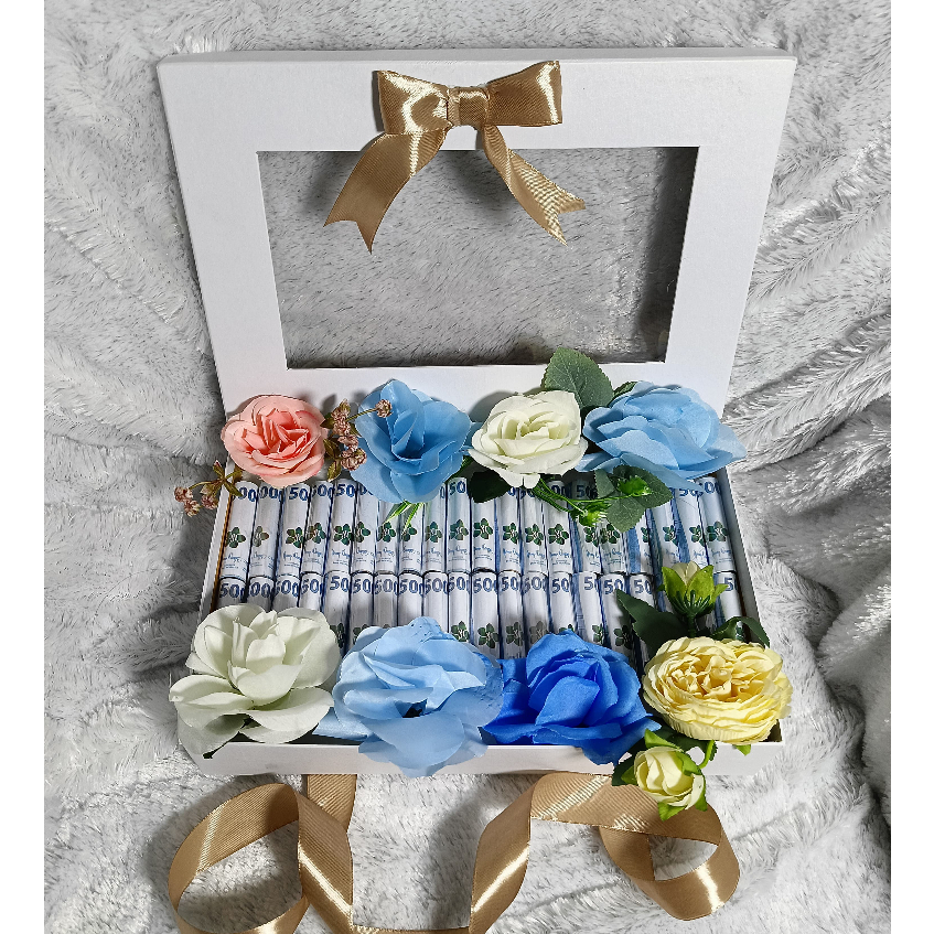 (50-100 lembar) Flower Box Money/Hadiah Ulang Tahun/Anniversary/Wisuda/Valentine/Buket Bunga