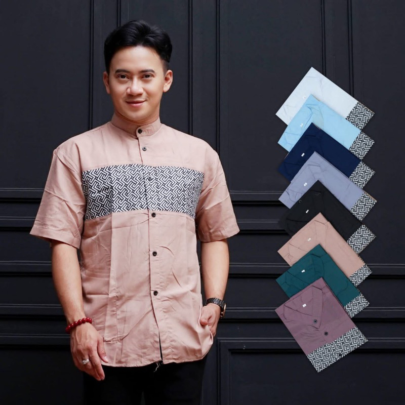 TERMURAH Baju Koko Pria Kurta Lengan Pendek Keren Nyaman/Baju Koko Hitam Murah/Baju Koko Putih/Hem P
