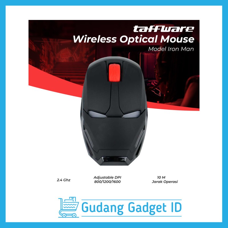 Mouse Wireless Mouse Laptop PC Mouse Komputer Model Iron Man 2.4 Ghz - M8 - Black - HXCQWAK6