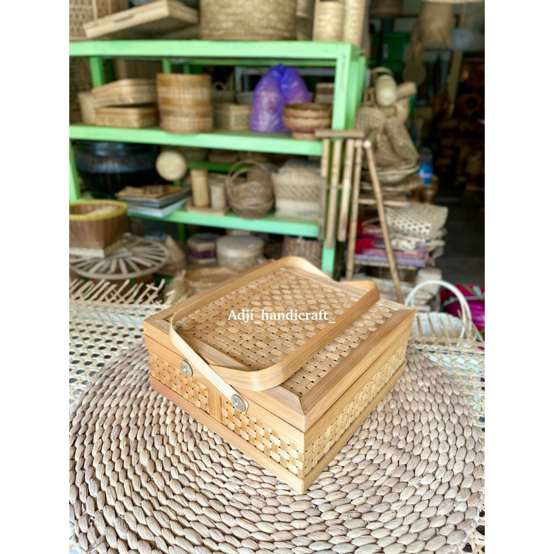 Rantang Bambu Kotak | Box Hampers 30cm | Box Bambu | Rantang Bambu Anyaman | Rantang Bambu Kotak | B