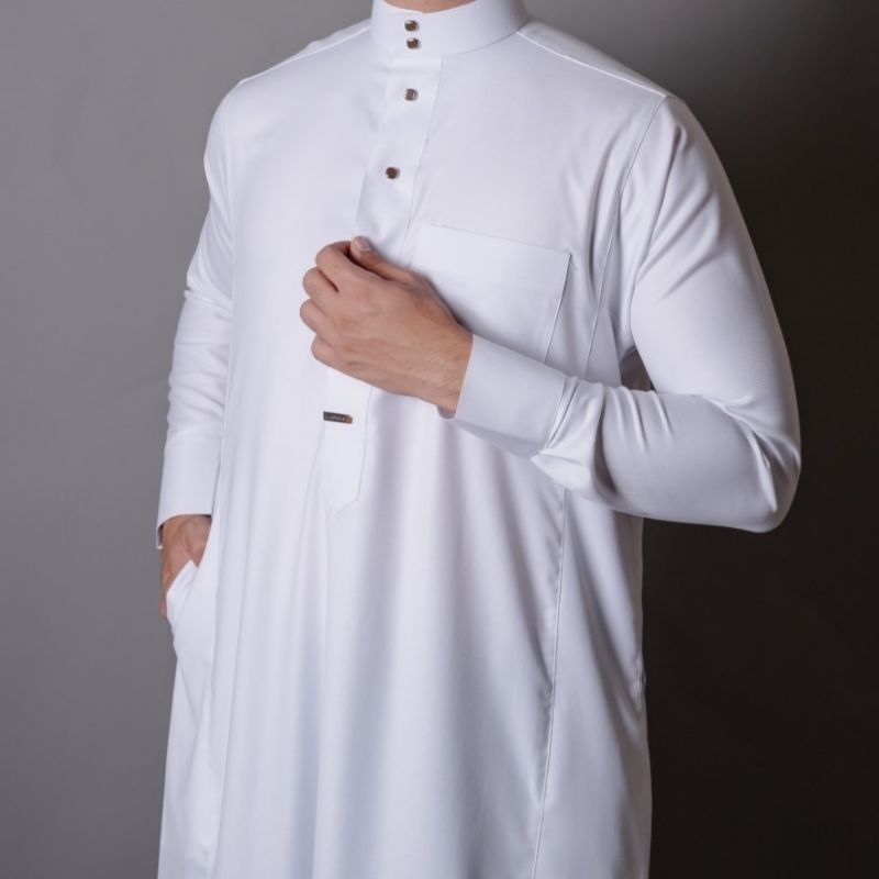 JUBAH GAMIS HARAMAIN MANSET WOLL PREMIUM KANCING KOTAK