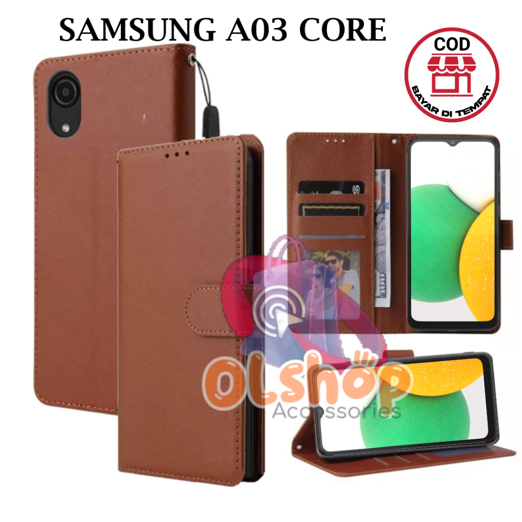 Flip case SAMSUNG A03 CORE Casing tutup kancing magnet Flip waller cover leather case premium for SA