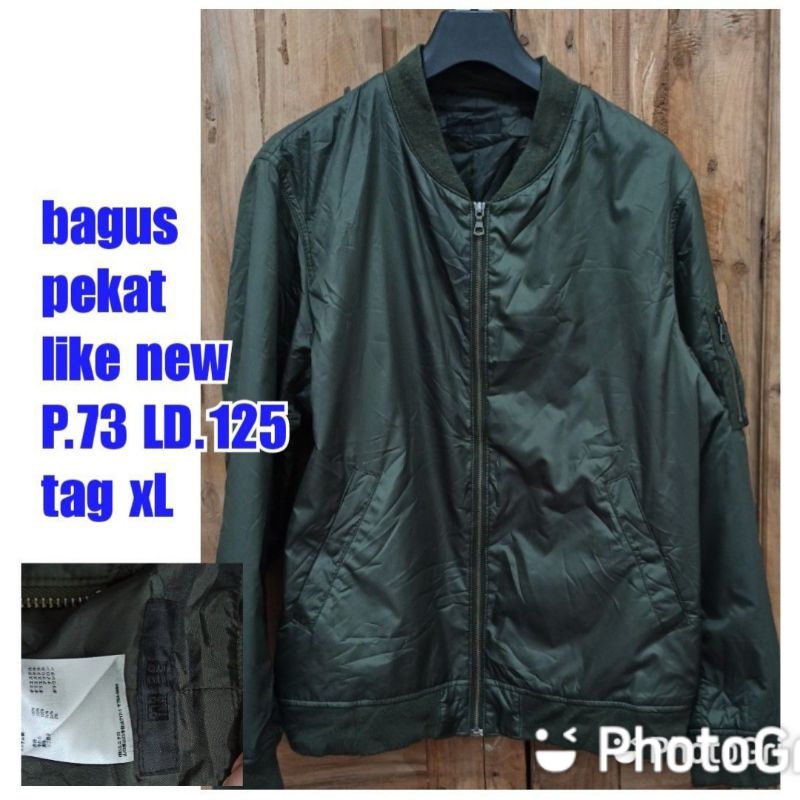jaket work kerja casual bomber army military green hijau ma 1 uniqlo besar jumbo xl
