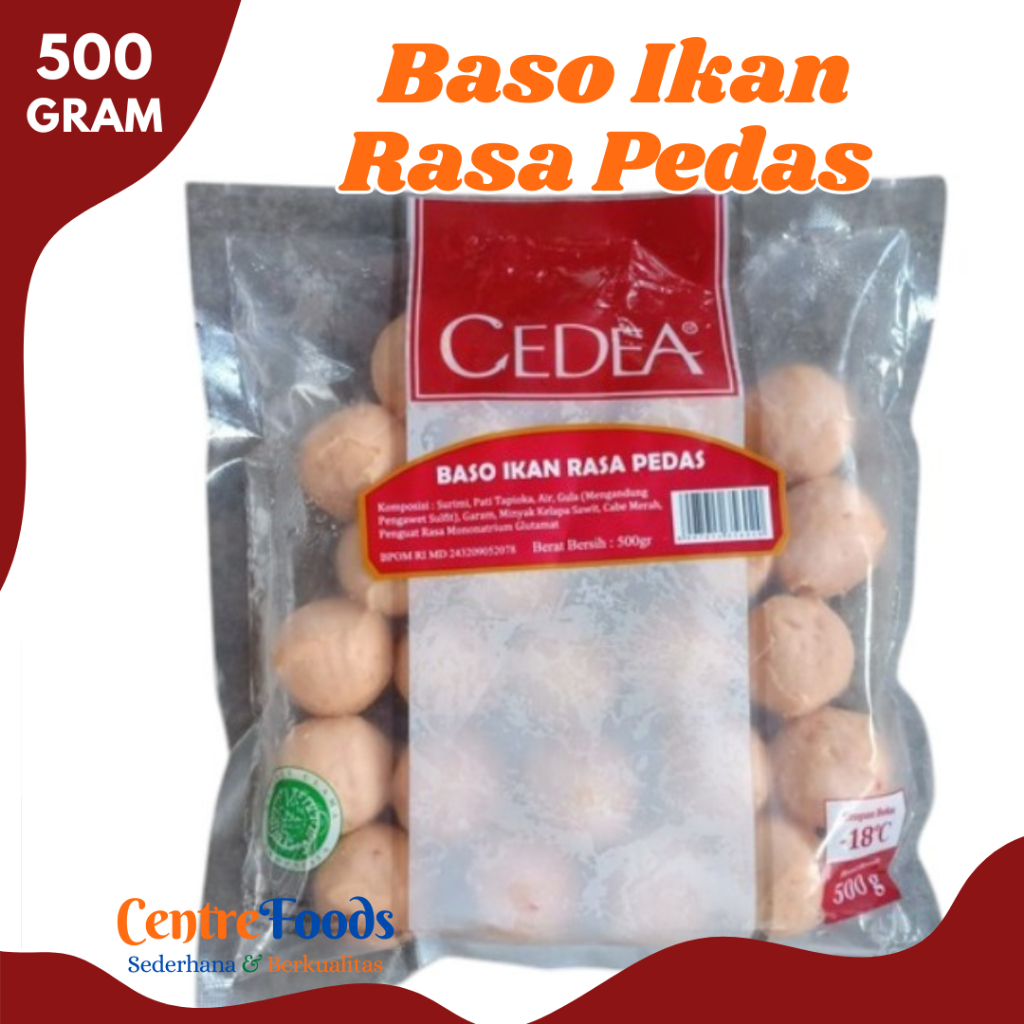 

CEDEA BASO Ikan Pedas - Bakso Ikan Pedas Cedea Fresh | Size 500gr [ Harga Per BKS ]