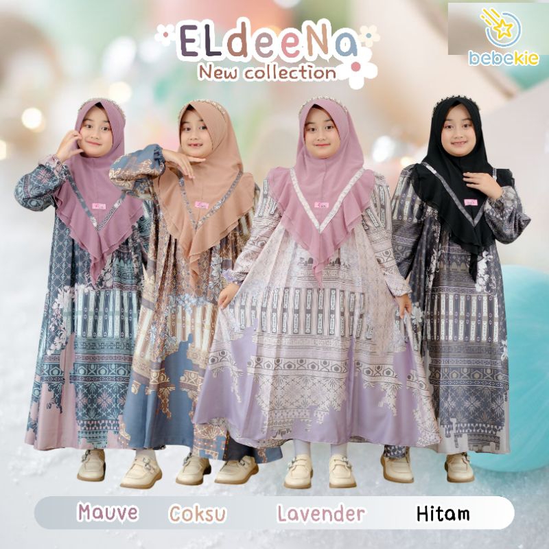Gamis anak perempuan muslim terbaru 1-10 tahun eldeena dan hanum original set hijab syari mewah mura