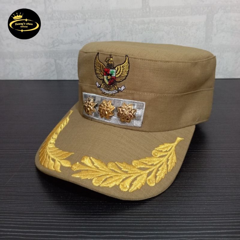 Topi Komando Bupati/Walikota Khaki Free Nama | Topi Bupati | Topi Walikota | Atribut Walikota | Atri