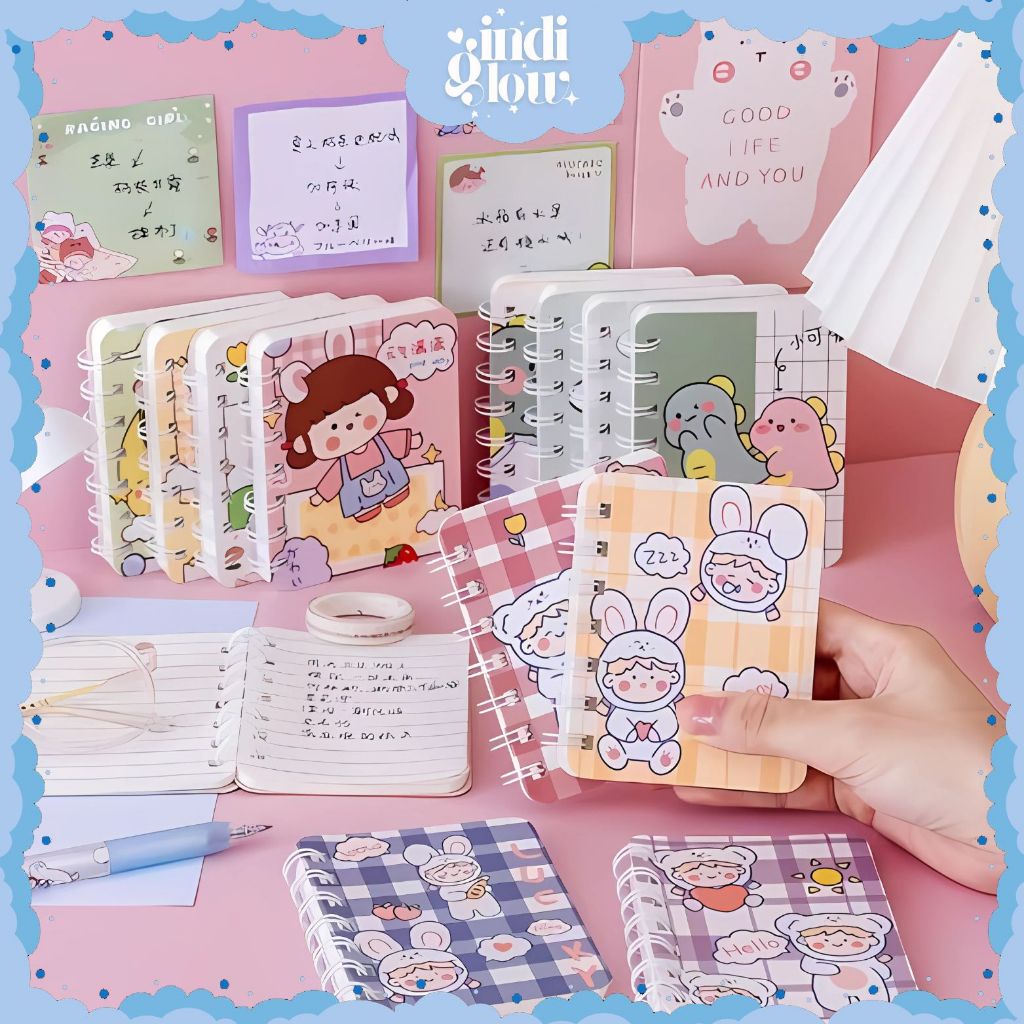 

IG Notebook Ring Aesthetic Karakter Mini A7 Buku Notes Buku Diary Aesthetic Buku Tulis Sekolah LG-51
