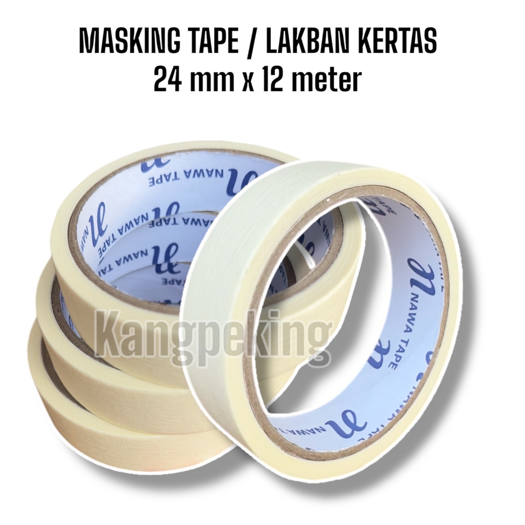 Lakban Kertas 24 mm x 12 meter masking tape premium quality Lakban tulis Original