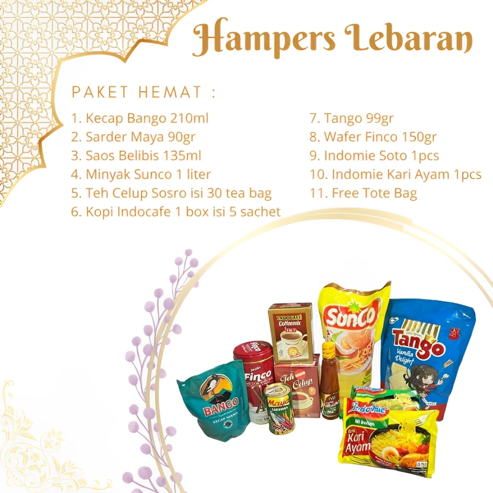 

HAMPERS LEBARAN PAKET HEMAT/ PARSEL SEMBAKO HEMAT/ PARSEL HARI RAYA IDUL FITRI