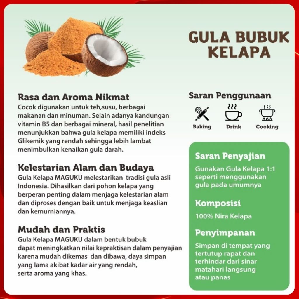 

GULA BUBUK KELAPA PREMIUM, GULA SEMUT PREMIUM 100% NIRA KELAPA MURNI, GULA BUBUK KELAPA 100% MURNI