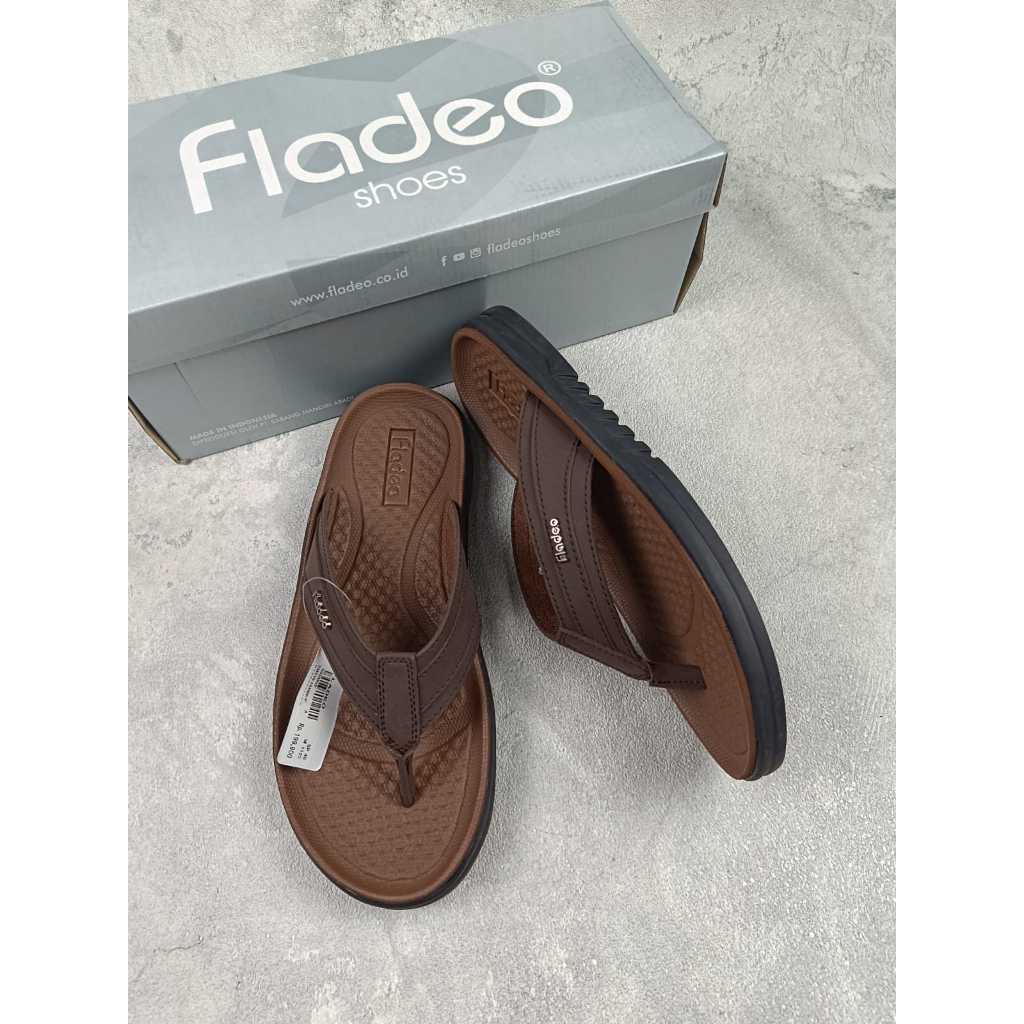 Fladeo original sandal jepit mix slip on cowok pria bapak selop branded murah polos hitam cokelat bi