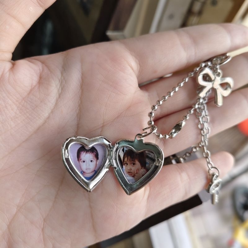 Keychain Love Liontin Custom Foto/Locket Heart 3cm