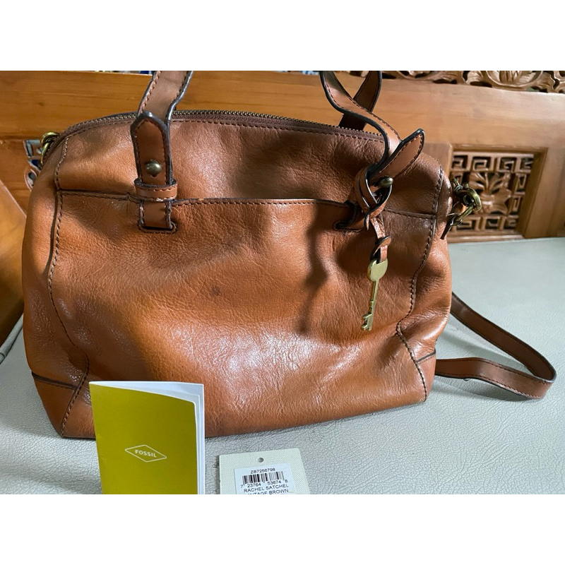 tas fossil rachel satchel vintage brown