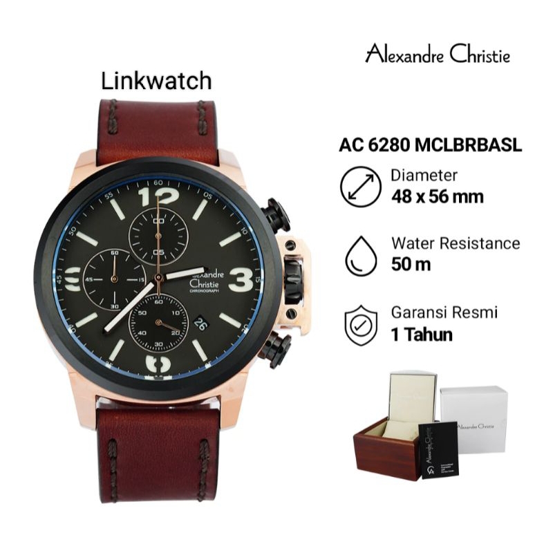 Jam tangan pria Alexander Christie AC 6280 MCLBRBASL Chronograph Original Garansi Resmi
