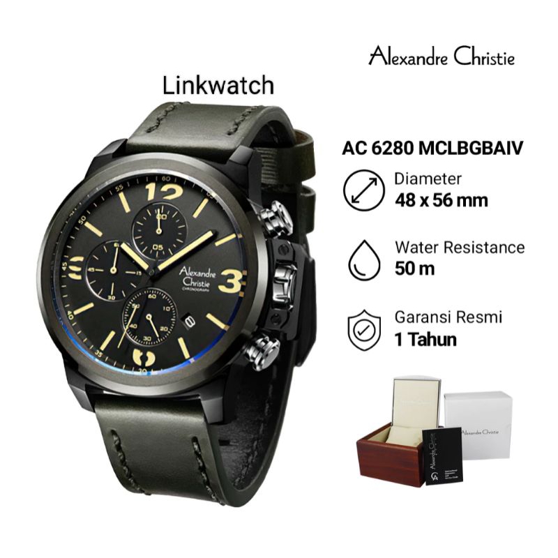 Jam tangan pria Alexander Christie AC 6280 MCLBGBAIV Chronograph Original Garansi Resmi