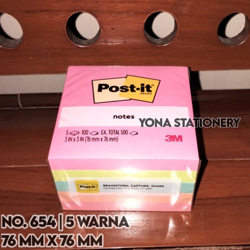 

Ay00! Post It 654 3M Warna (Isi 5 Pad) 76 x 76mm 1 Warna: 100 Lembar Total: 500 Lembar
