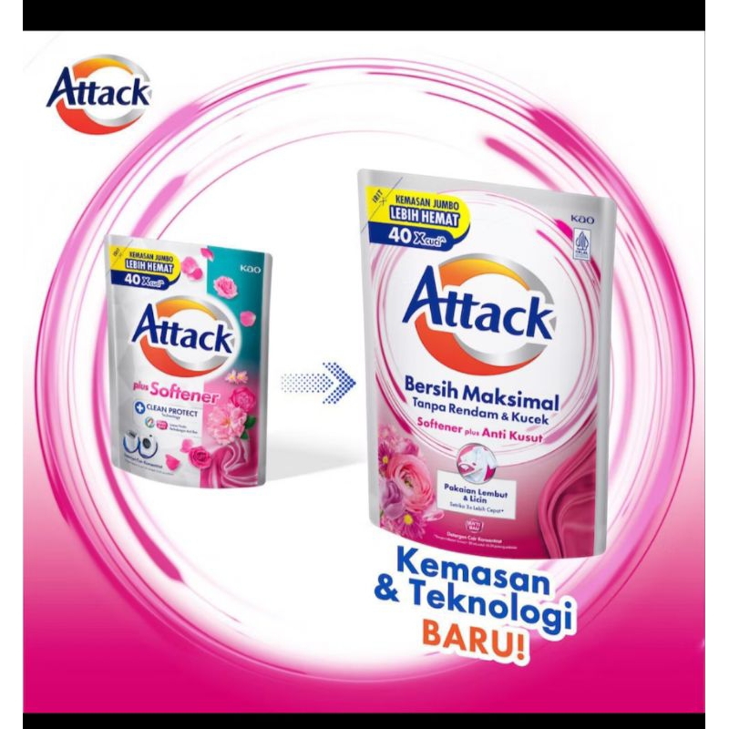 attack attack plus softener 1200ml / attack pink liquid / sabun cuci baju