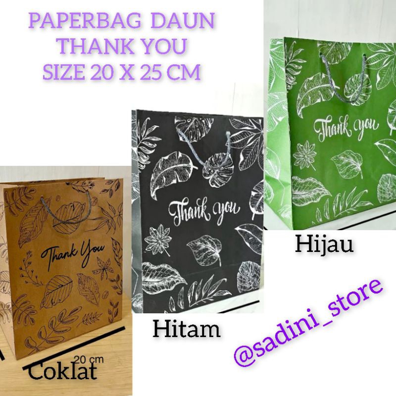 

Paper bag 20x25 Thankyou Hitam Hijau Coklat hajatan Hampers