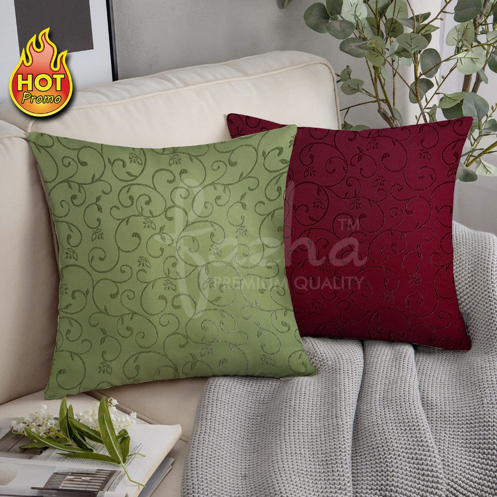 Sarung Bantal Sofa Kursi Tamu Ekspor Mewah Kekinian Modern Premium Motif Swivel hijau maroon marun 4