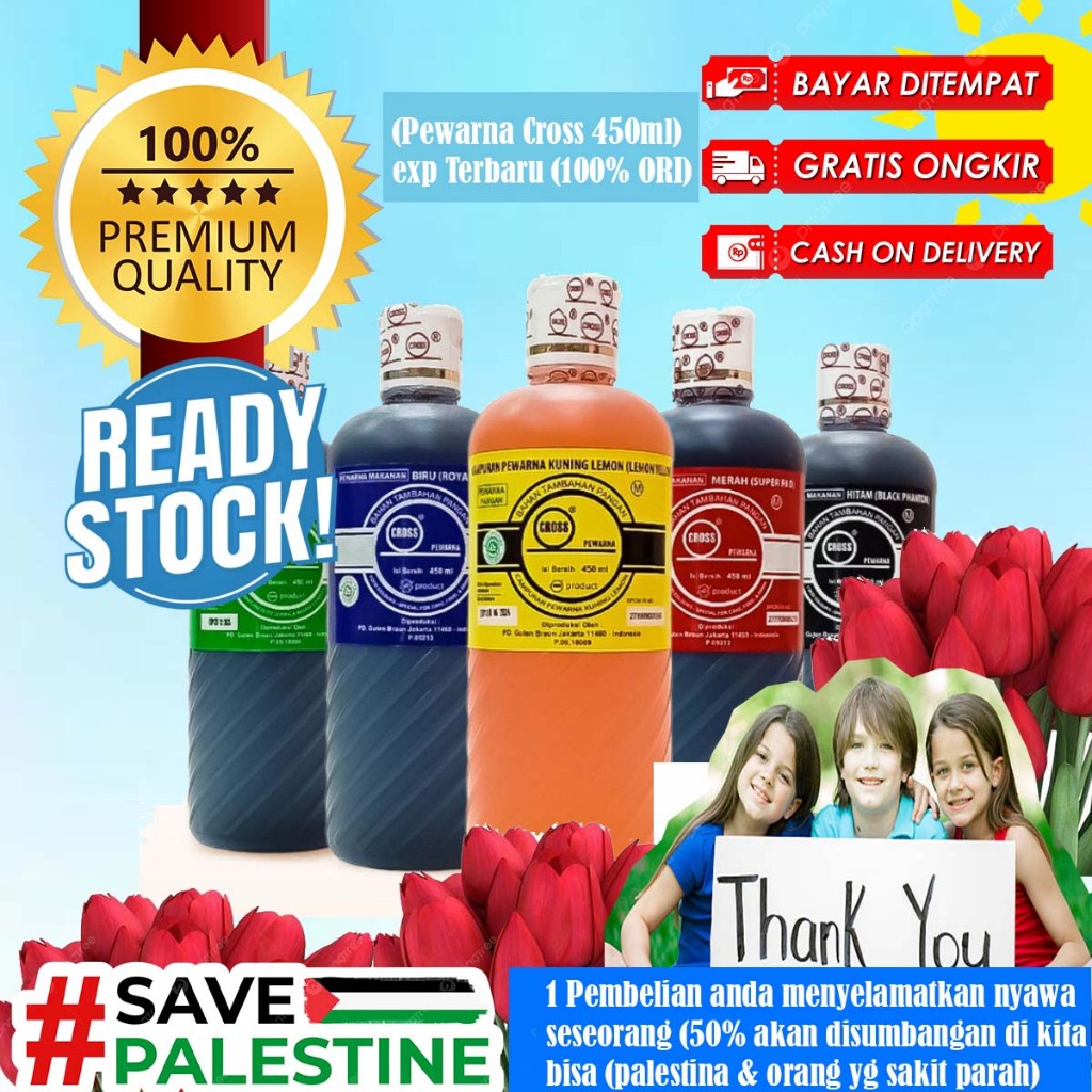 

Pewarna Makanan Cross 450 ml / Food Colouring - Gratis Ongkir - Exp Terbaru