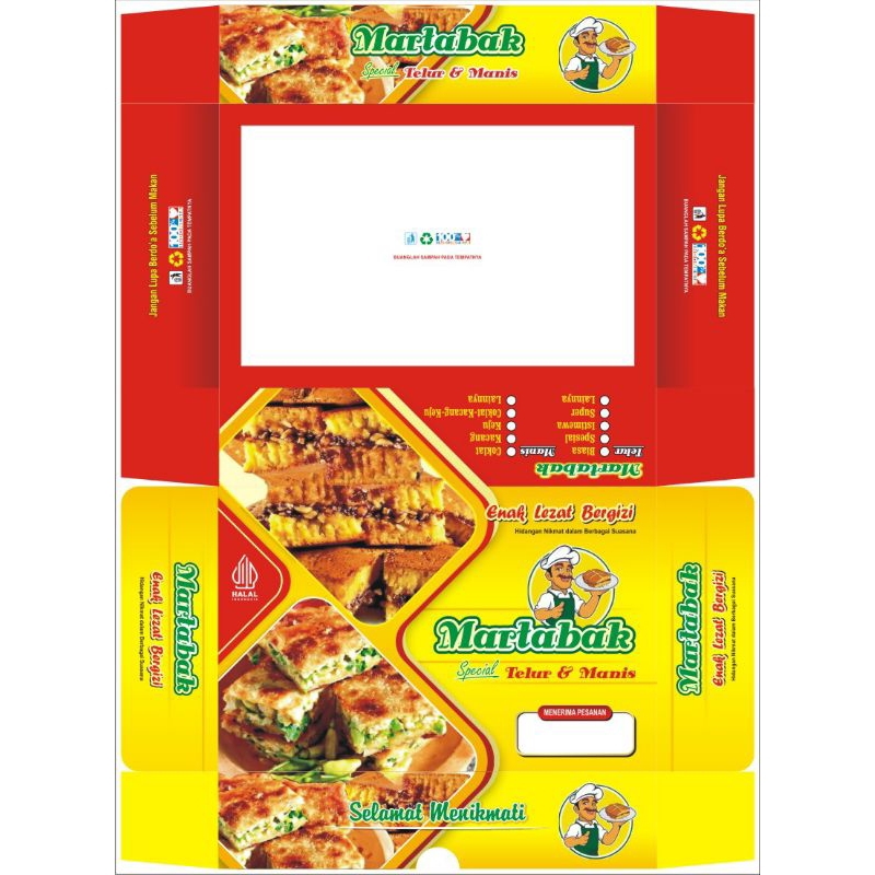 

Dus martabak 100 lembar / Box Martabak / Kemasan Martabak Manis & Telor / Ketebalan Kertas 230 Gsm / Ukuran 22x13,5x4cm
