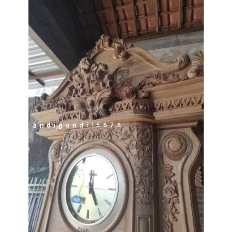 Ready Stok  Lemari jam Hias biola Full Kayu Jati TPK Perhutani Lemari Jam Hias Gadang Jati
