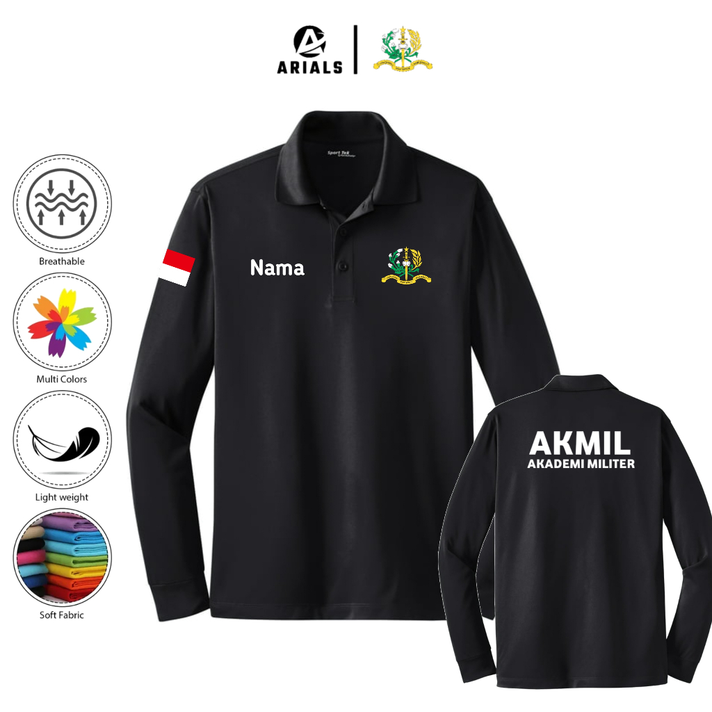 Arials Polo shirt Baju Kaos Kerah Lengan Panjang AKMIL Akademi Militer