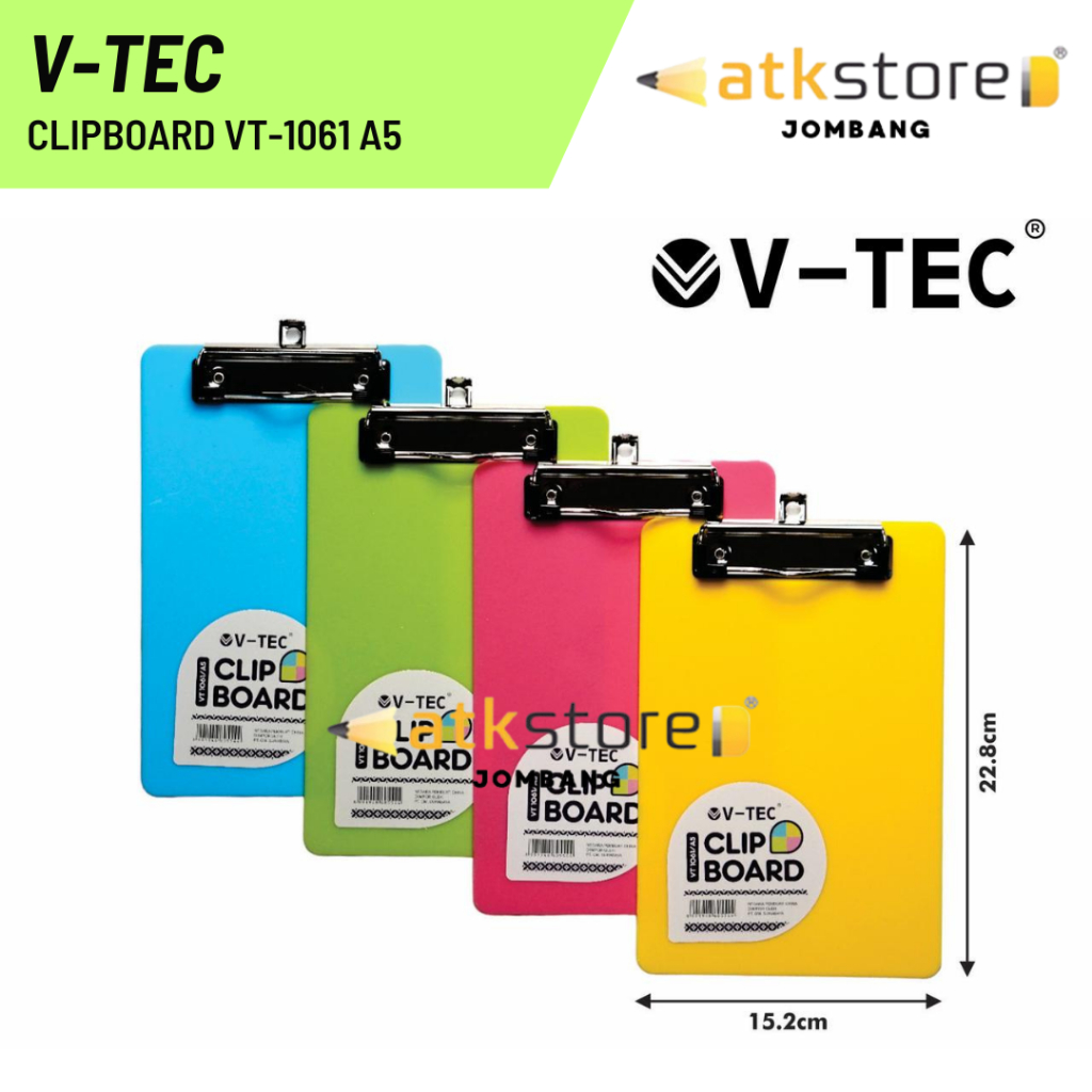

V-TEC CLIPBOARD VT-1061 A5 / Papan Klip / Papan Dada / Papan Alas Ujian Ukuran A5