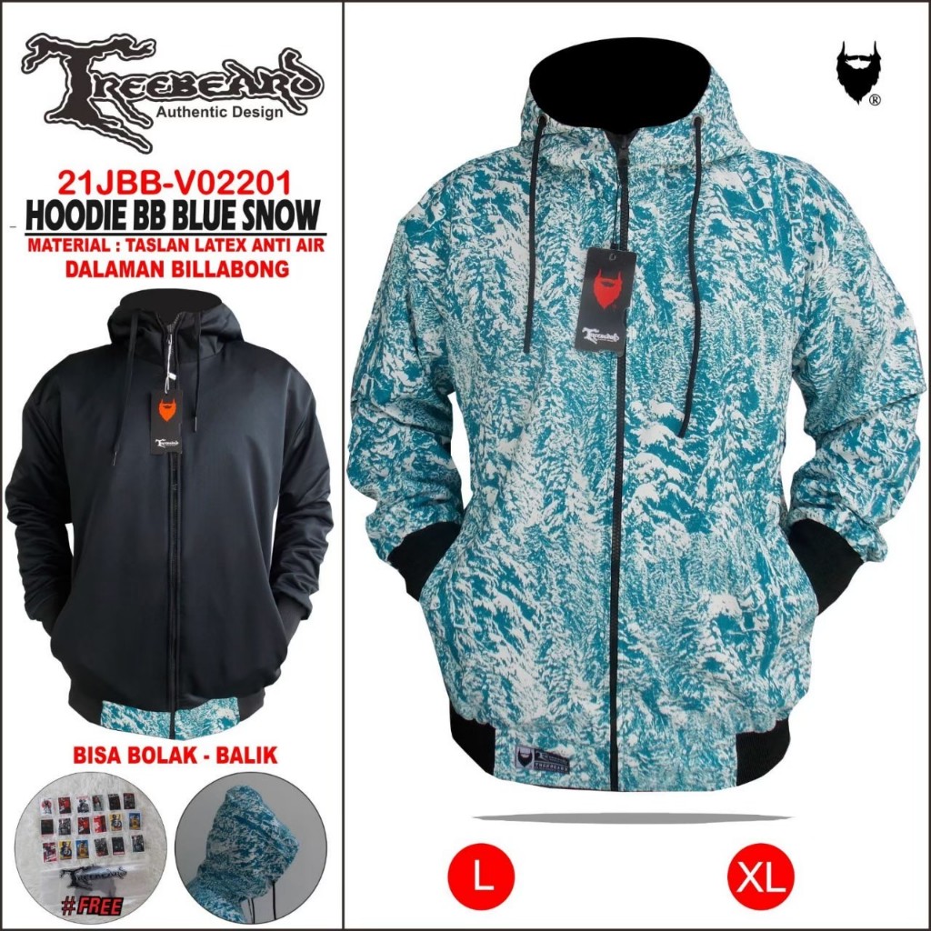 Jaket Waterproof Pria /Jaket Hoodie BB / Jaket Bolak-Balik Anti Air - Original TREEBEARD II