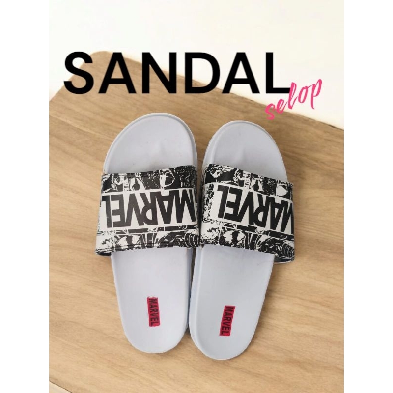 Sandal selop pria marvel putih
