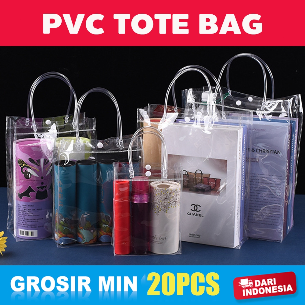

20PCS Totebag Transparant | Tas Mika PVC Transparan | Tas Mika Souvenir Ulang Tahun Bening