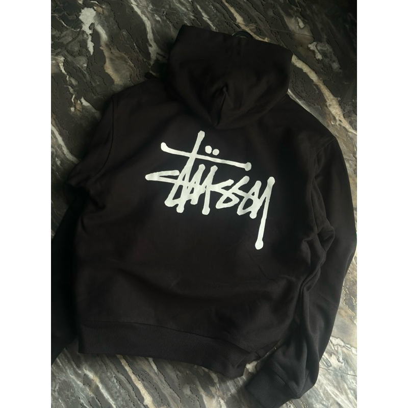 stussy basic hoodie black