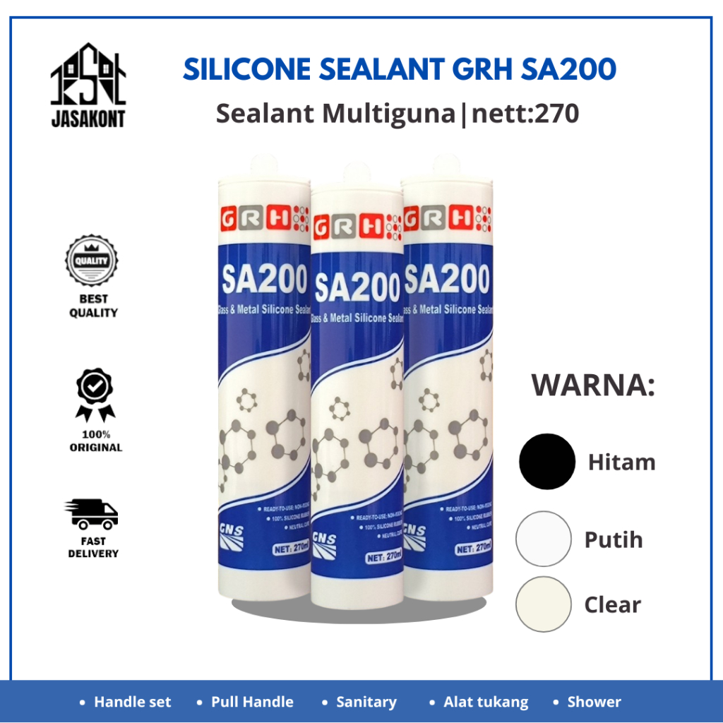 GRH Silikon Sealant SA200 Multiguna Hitam Putih Clear
